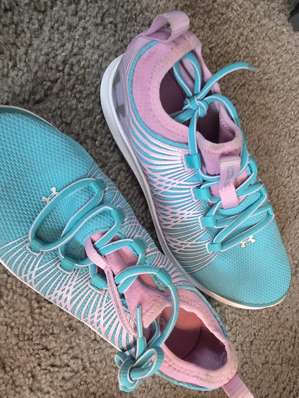 Under Armour Youth’s Teal and Pink Training Sneakers